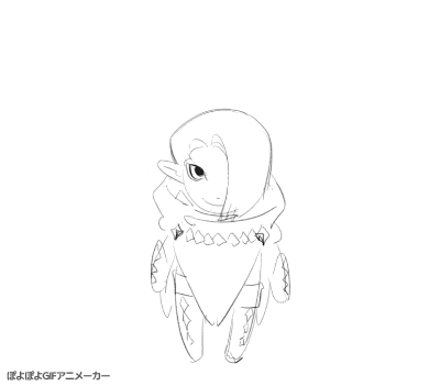 a black and white drawing of a person with a scarf around his neck