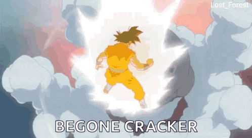 a cartoon of a man with the words begone cracker written below him