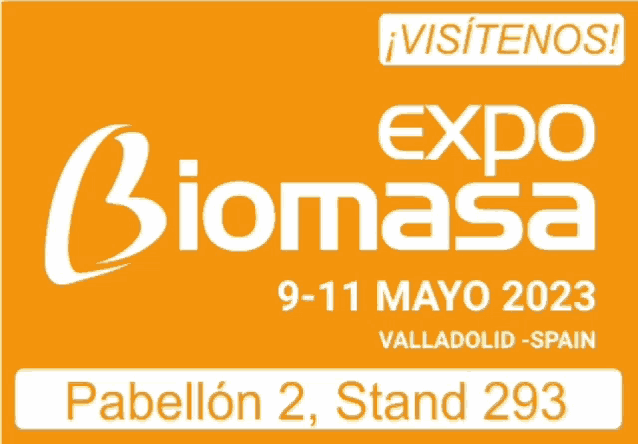 an orange sign that says expo biomasa 9-11 may 2023
