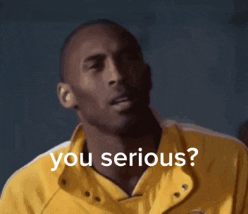 a man in a yellow shirt is asking if he is serious
