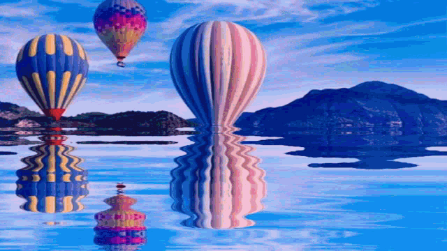 Good Morning Hot Air Balloon GIF - Good Morning Hot Air Balloon Lake GIFs