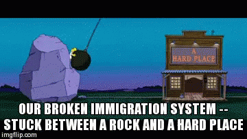 Our Broken Immigration System - Stuck Between A Rock And A Hard Place GIF - Immigration Our Broken Immigration System Immigration System GIFs