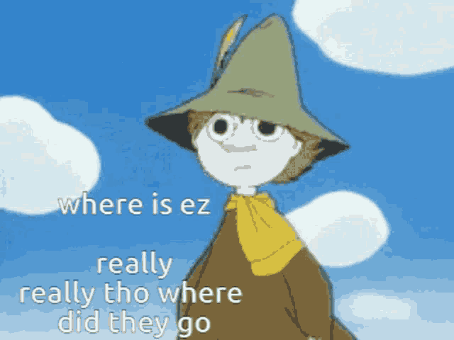 a cartoon character with the words where is ez really tho where did they go on the bottom