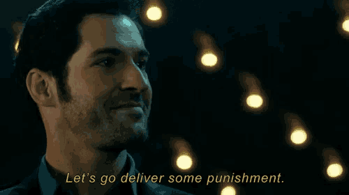 a man says let 's go deliver some punishment in a dark room