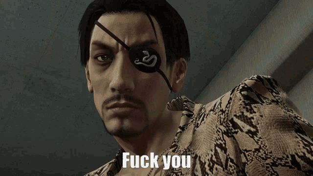 a man standing over a man laying on the floor with the words fuck you on the bottom