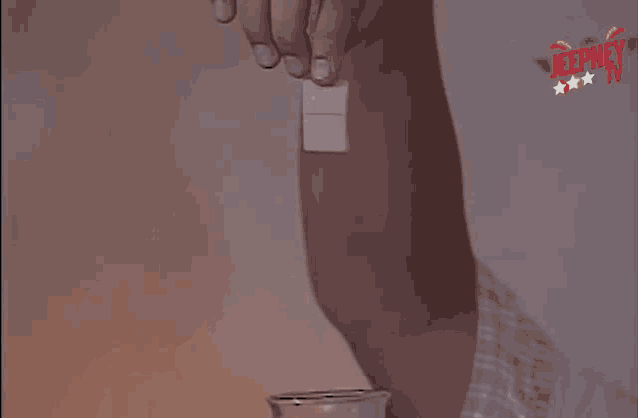 a close up of a person 's arm with a jeepney logo in the corner