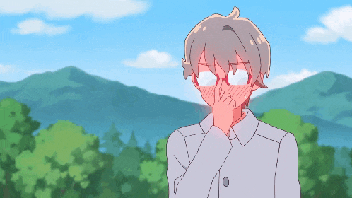 a cartoon character with glasses covering his mouth with his hand