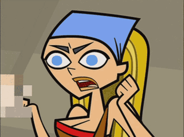 a cartoon of a girl with a blue headband on