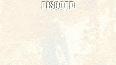 a man in a white shirt is standing in front of a discord sign