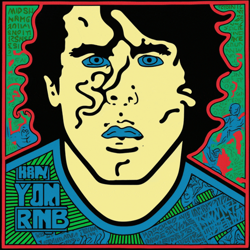 a colorful poster with a man 's face and the words ham yum rnb on it
