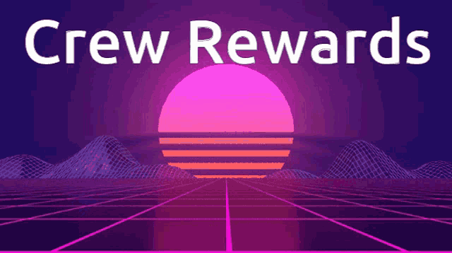 a purple background with the words crew rewards written on it