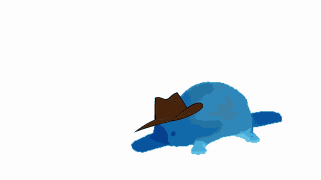 a drawing of a blue sheep with a brown tail