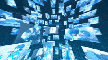 a bunch of pictures are floating in the air and one of them says ' a ' on it