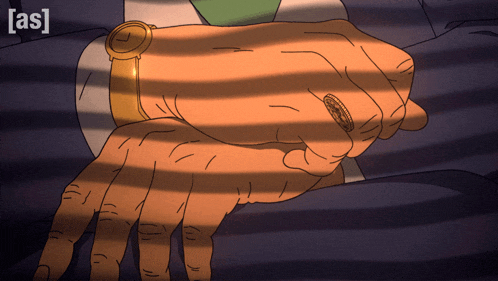 a cartoon drawing of a man 's hand with the letters a and s in the corner