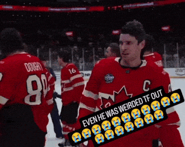 a hockey player in a red jersey with the number 89 on it