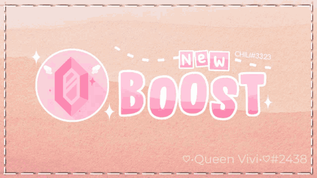a pink background with the words new boost written on it