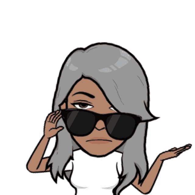 a cartoon of a woman wearing sunglasses and a white shirt