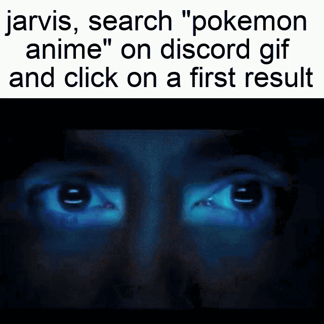 jarvis searches " pokemon anime " on discord gif and clicks on the first result