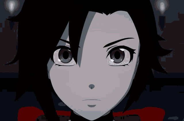 a close up of a anime character 's face with a serious look on her face