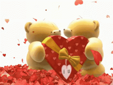 Floating Bear Hearts GIF - Bear I Love You Snuggle GIFs
