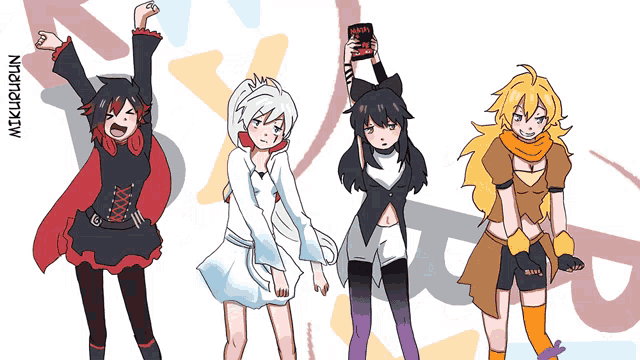 a drawing of a group of anime characters with the name mikurupin at the bottom