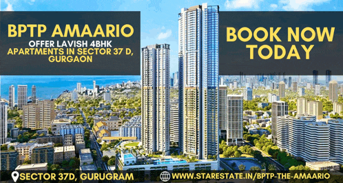 an advertisement for bptp amaario offers lavish 48bhk apartments in sector 37 d gurgaon