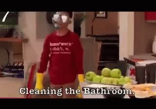 Cleaning The Loo GIF - Bathroom Cleaning Mask GIFs