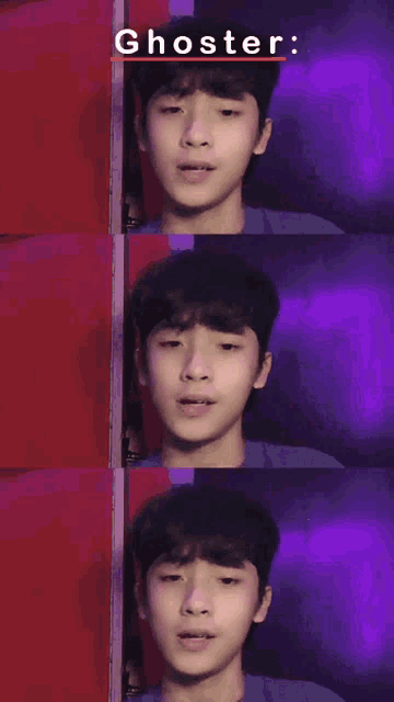 a collage of three pictures of a young boy with the caption ghoster