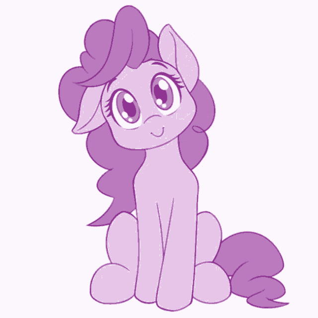 a drawing of a purple pony with a long mane