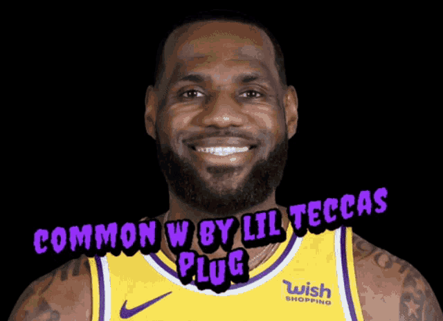 a picture of lebron james with the words common w8 by lil teccas plug