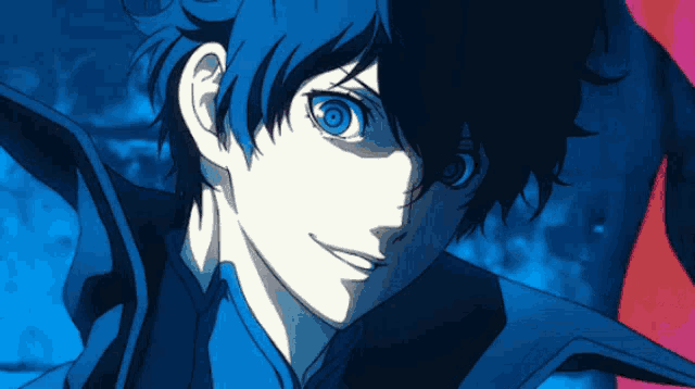a close up of a person with blue eyes