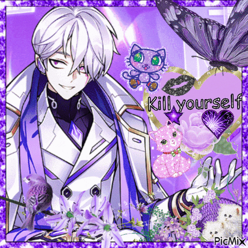 a picture of a man with a butterfly and the words kill yourself on it