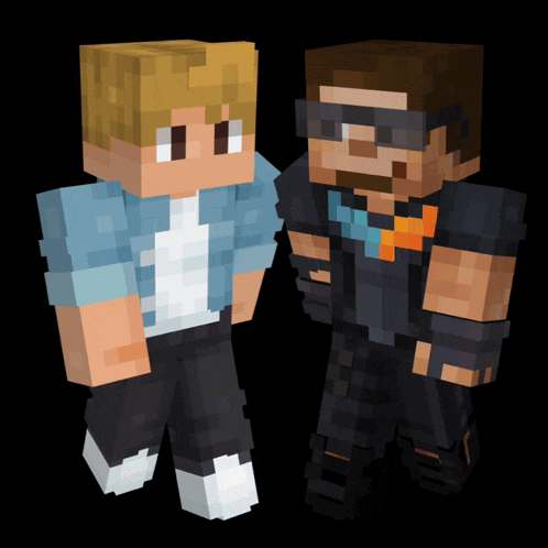 two minecraft characters standing next to each other