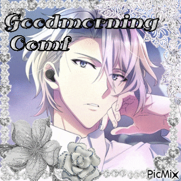 a picture of a man with the words good morning comf