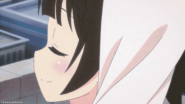 a close up of a girl 's face with the words 10 second anime written below her