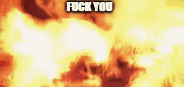 a large explosion with the words `` fuck you '' written in the middle of it .