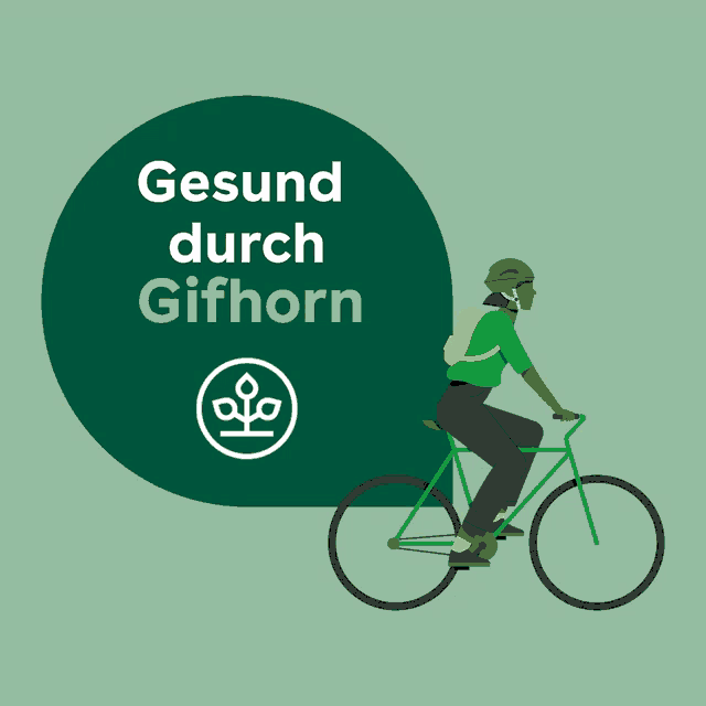 a person is riding a bike with the words gesund durch gifhorn behind them