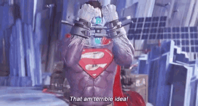 a man in a superman costume says that am terrible ideal