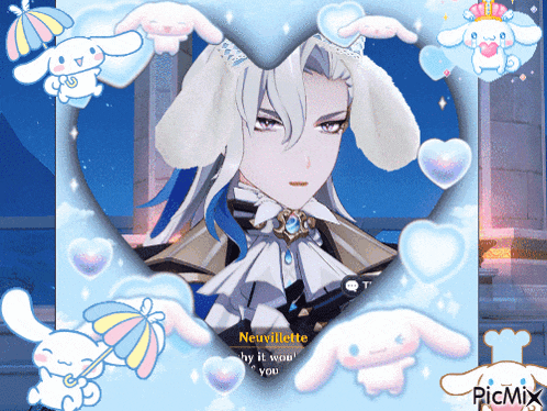 a picture of a man with bunny ears and the name neuvillette on the bottom