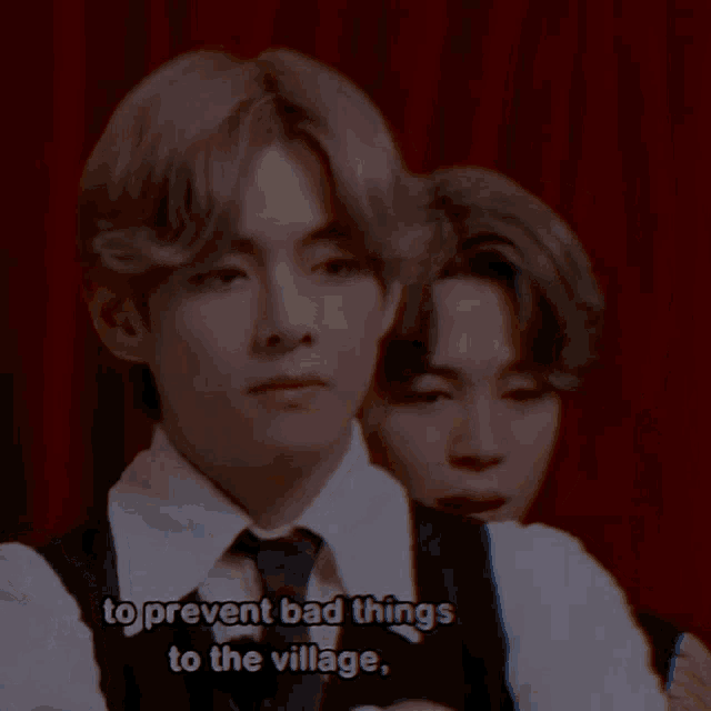 a man in a suit and tie with the words to prevent bad things to the village written below him