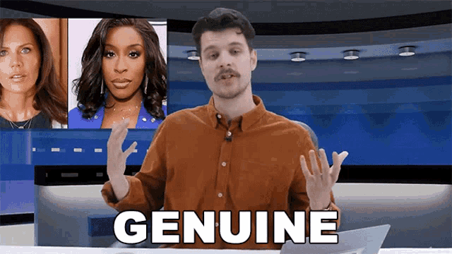 a man in a news studio says genuine