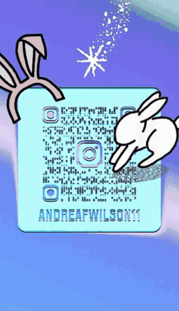 a qr code for andreafwilson11 with a rabbit on top
