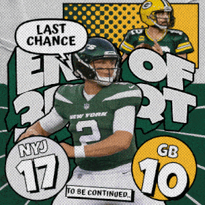 Green Bay Packers (10) Vs. New York Jets (17) Third-fourth Quarter Break GIF - Nfl National Football League Football League GIFs