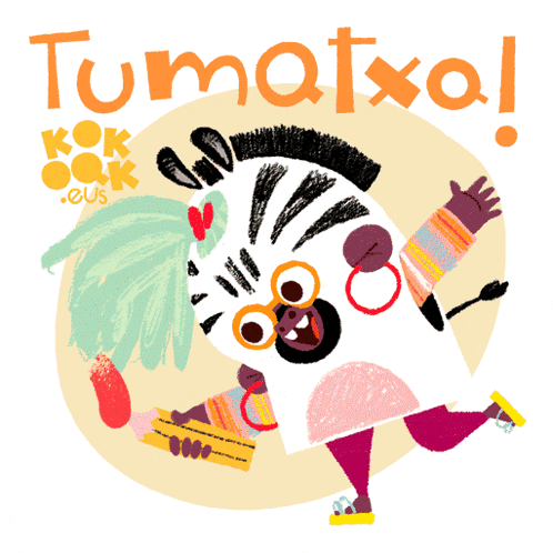 a colorful drawing of a zebra with the word tomatxa on the top