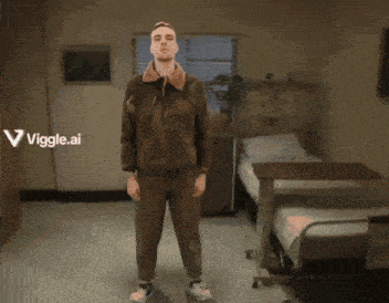 a blurred image of a room with two beds and a large explosion in the middle