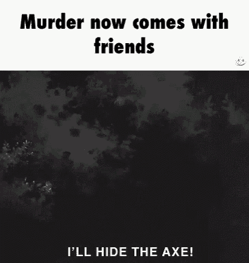 a black and white image of a man with glasses and the words `` murder now comes with friends i 'll make some ramen ''