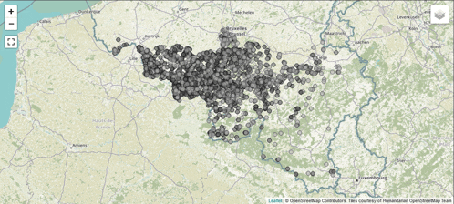 a map showing a lot of dots on it