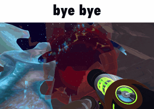a screenshot of a video game with the words bye bye below it