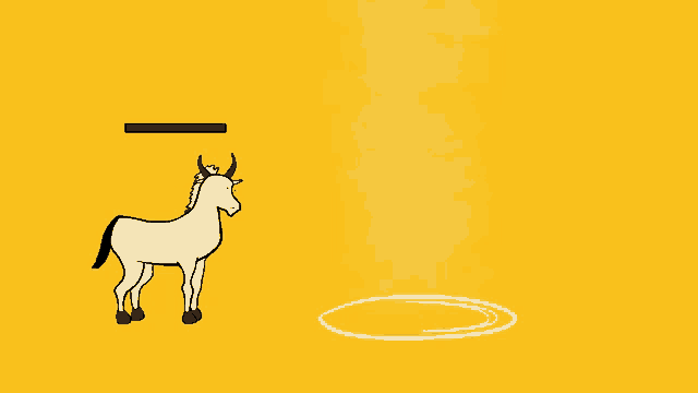a cartoon of a unicorn with a red bar on its head