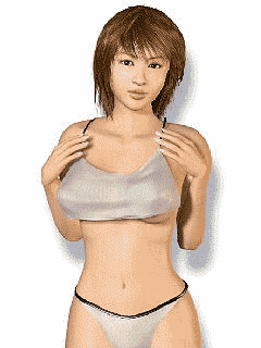 a pixelated image of a woman in a crop top and thong